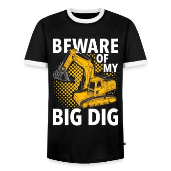 Drôles d’ouvriers de la construction et de conducteurs d’excavatrices de chantier - T-shirt contrasté Homme - noir/blanc - Devant - AI Model Female 172 light (172cm) & AI Model Male 178 light (178cm)