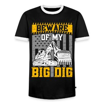 Drôles d’ouvriers de la construction et de conducteurs d’excavatrices de chantier - T-shirt contrasté Homme - noir/blanc - Devant - AI Model Female 172 light (172cm) & AI Model Male 178 light (178cm)