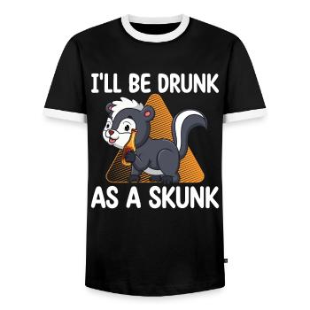 I'll be drunk like a skunk | - Men's Ringer Shirt - black/white - Front - AI Model Female 172 light (172cm) & AI Model Male 178 light (178cm)