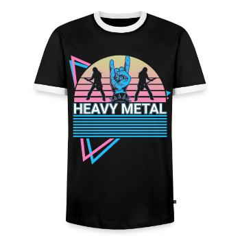 Heavy Metal Rétro - T-shirt contrasté Homme - noir/blanc - Devant - AI Model Female 172 light (172cm) & AI Model Male 178 light (178cm)