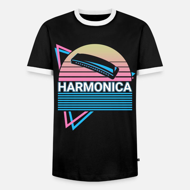 Harmonica Player Harmonica Player Retro - Men's Ringer Shirt - black/white