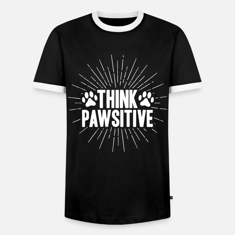 Think Pawsitive - Männer Kontrast-T-Shirt - Schwarz/Weiß