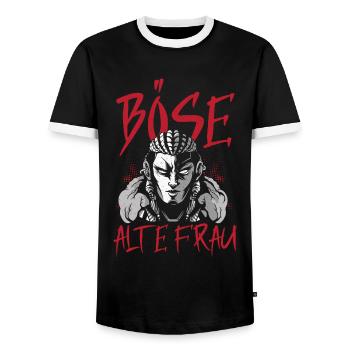 BÖSE ALTE FRAU Tattoo-Thema - Männer Kontrast-T-Shirt - Schwarz/Weiß - Vorne - AI Model Female 172 light (172cm) & AI Model Male 178 light (178cm)
