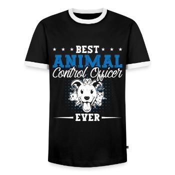 Animal Officer Best Animal Control Loves Security - Men's Ringer Shirt - black/white - Front - AI Model Female 172 light (172cm) & AI Model Male 178 light (178cm)