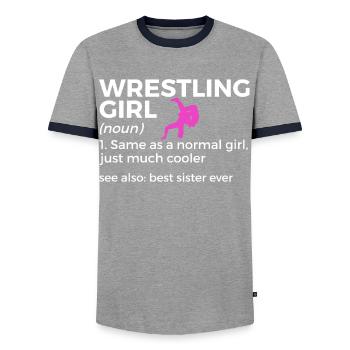 Wrestling - Männer Kontrast-T-Shirt - Grau/Navy  - Vorne - AI Model Female 172 light (172cm) & AI Model Male 178 light (178cm)