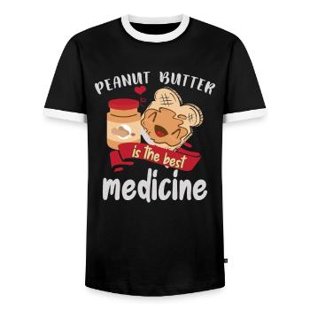 Erdnussbutter ist die beste Medizin - Männer Kontrast-T-Shirt - Schwarz/Weiß - Vorne - AI Model Female 172 light (172cm) & AI Model Male 178 light (178cm)