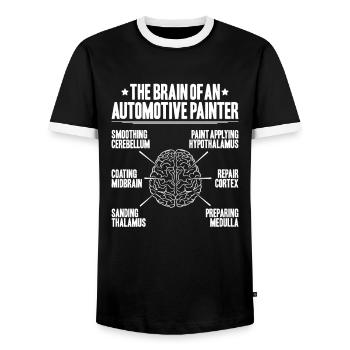 Peintre de véhicules Peintre automobile - T-shirt contrasté Homme - noir/blanc - Devant - AI Model Female 172 light (172cm) & AI Model Male 178 light (178cm)