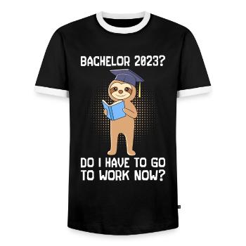 Bachelor 2023 Je dois travailler maintenant - T-shirt contrasté Homme - noir/blanc - Devant - AI Model Female 172 light (172cm) & AI Model Male 178 light (178cm)