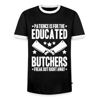 Butcher Butcher Butcher - Men's Ringer Shirt - black/white - Front - AI Model Female 172 light (172cm) & AI Model Male 178 light (178cm)
