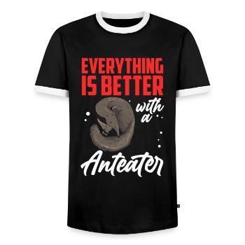 Everything better with anteater dwarf anteater - Men's Ringer Shirt - black/white - Front - AI Model Female 172 light (172cm) & AI Model Male 178 light (178cm)