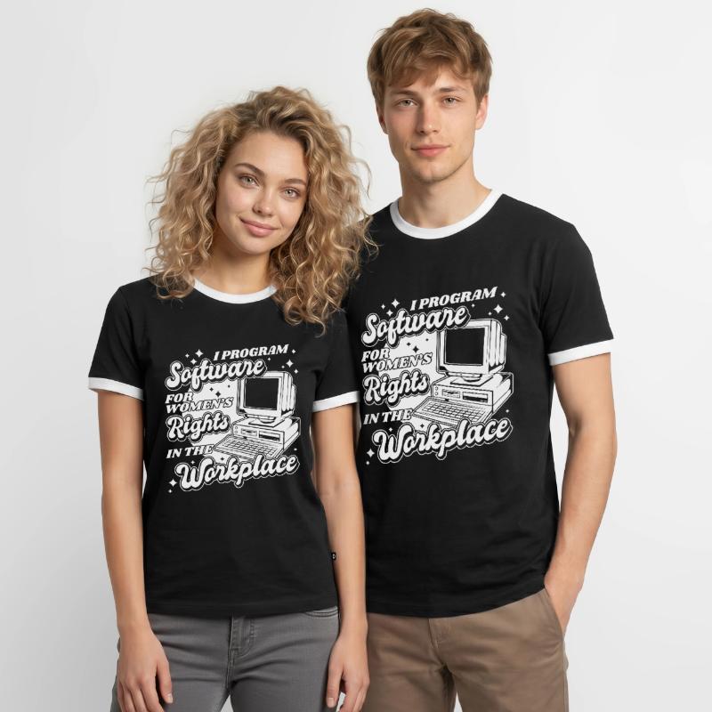 Developer Coder Programmer Computer T-shirt contrasté Homme