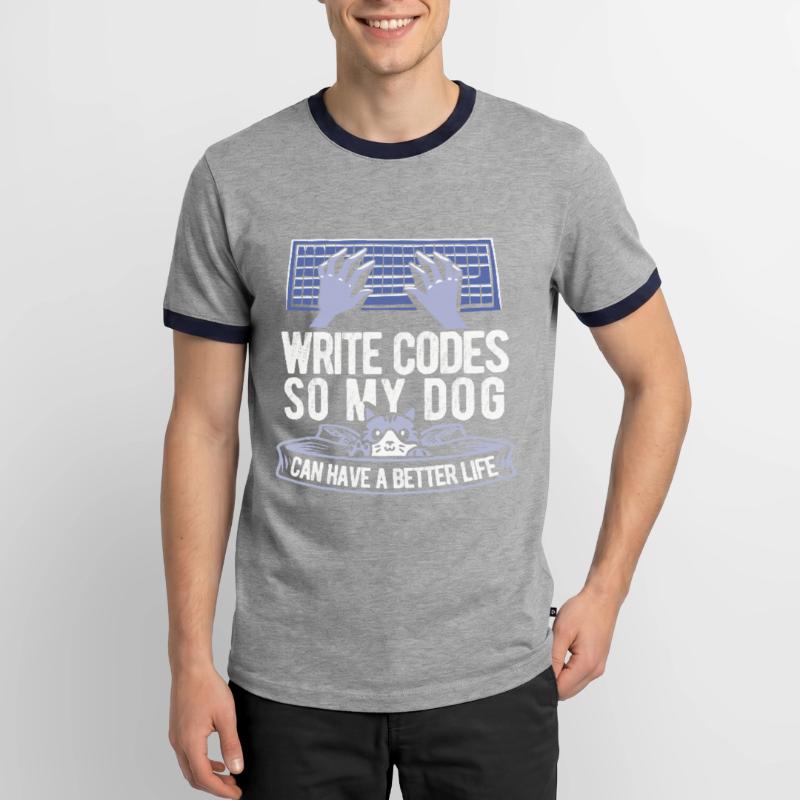 Entwickler Coder Programmierer Katze Männer Kontrast-T-Shirt