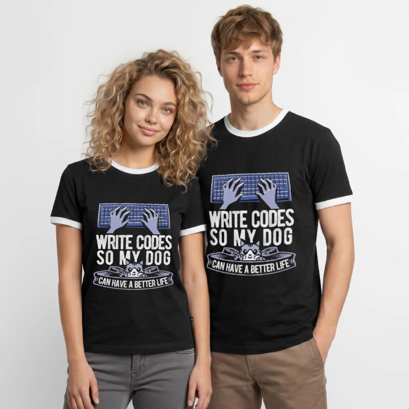 Entwickler Coder Programmierer Katze Männer Kontrast-T-Shirt