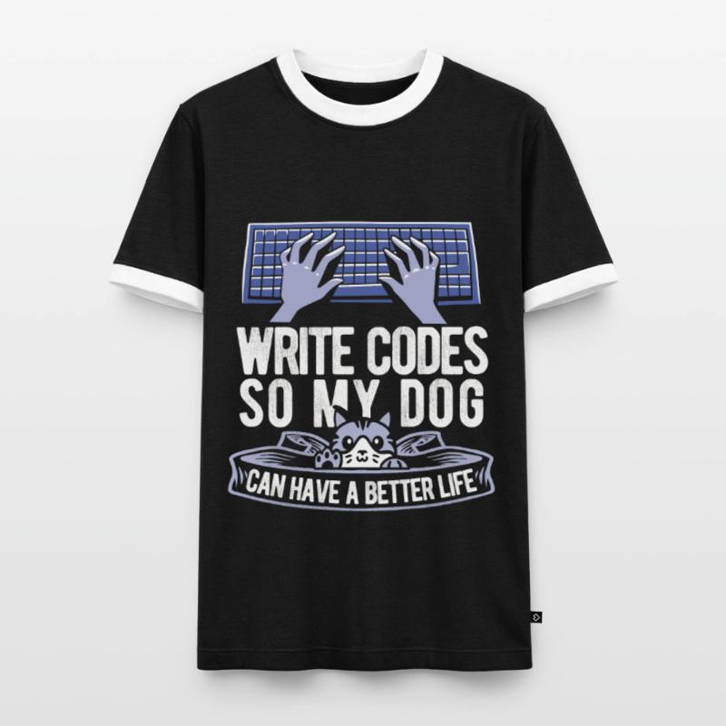 Developer Coder Programmer Cat Men's Ringer Shirt