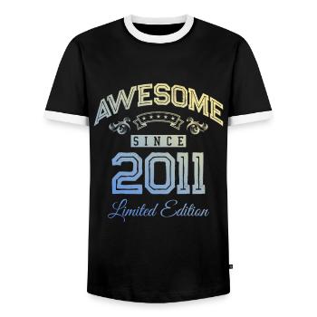 2011 awesome since - Männer Kontrast-T-Shirt - Schwarz/Weiß - Vorne - AI Model Female 172 light (172cm) & AI Model Male 178 light (178cm)