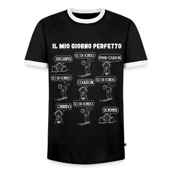 Mein perfekter Langlauftag - Männer Kontrast-T-Shirt - Schwarz/Weiß - Vorne - AI Model Female 172 light (172cm) & AI Model Male 178 light (178cm)