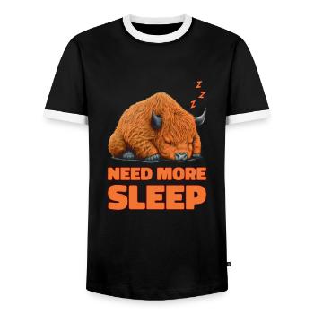 Sleeping Scottish Highland Cow Cattle Cow - Men's Ringer Shirt - black/white - Front - AI Model Female 172 light (172cm) & AI Model Male 178 light (178cm)