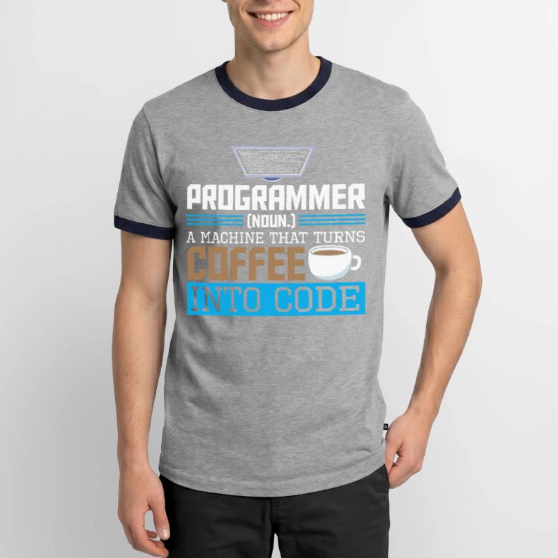 Programmeur Une machine qui transforme le café en code T-shirt contrasté Homme