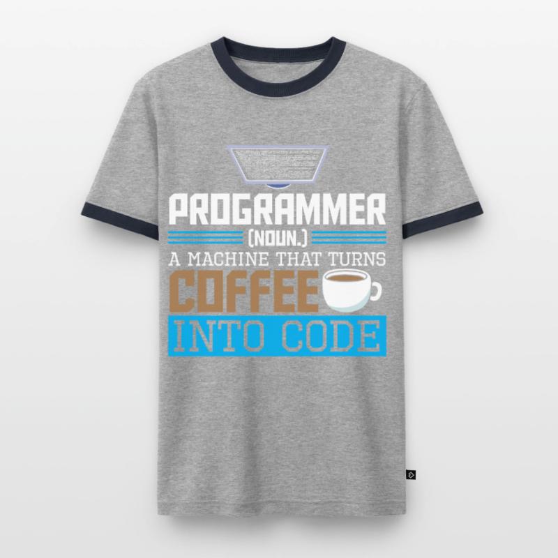Programmeur Une machine qui transforme le café en code T-shirt contrasté Homme