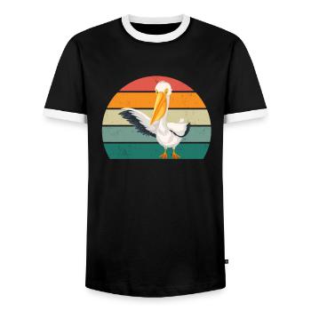 Pelikane großer Schnabel Vogel Fliegen Pelikan - Männer Kontrast-T-Shirt - Schwarz/Weiß - Vorne - AI Model Female 172 light (172cm) & AI Model Male 178 light (178cm)