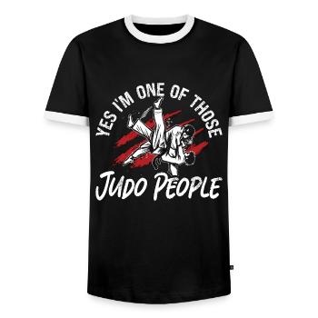 Judo People Fighter Karaté Sports de combat Entraînement - T-shirt contrasté Homme - noir/blanc - Devant - AI Model Female 172 light (172cm) & AI Model Male 178 light (178cm)