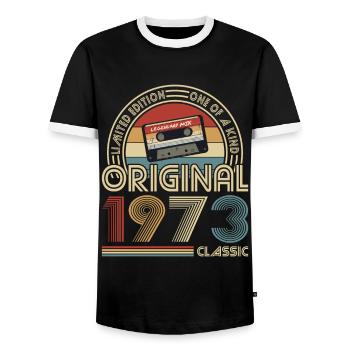 50e anniversaire Né en 1973 Original 1973 Classique - T-shirt contrasté Homme - noir/blanc - Devant - AI Model Female 172 light (172cm) & AI Model Male 178 light (178cm)