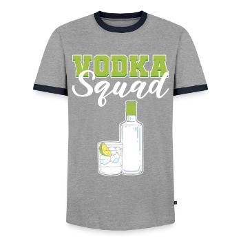The Vod Squad Vodka Wodka - Männer Kontrast-T-Shirt - Grau/Navy  - Vorne - AI Model Female 172 light (172cm) & AI Model Male 178 light (178cm)