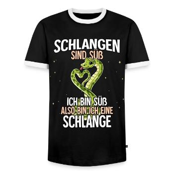 Schlangen Sind Süß Schlange - Männer Kontrast-T-Shirt - Schwarz/Weiß - Vorne - AI Model Female 172 light (172cm) & AI Model Male 178 light (178cm)