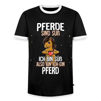 Pferde Sind Süß Pferd - Männer Kontrast-T-Shirt - Schwarz/Weiß - Vorne - AI Model Female 172 light (172cm) & AI Model Male 178 light (178cm)