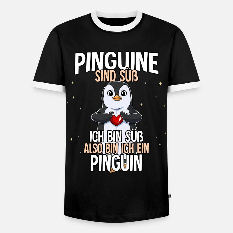 Pinguine Sind Süß Pinguin - Männer Kontrast-T-Shirt - Schwarz/Weiß