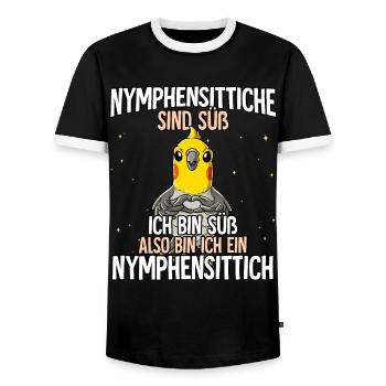Nymphensittiche Sind Süß Nymphensittich - Männer Kontrast-T-Shirt - Schwarz/Weiß - Vorne - AI Model Female 172 light (172cm) & AI Model Male 178 light (178cm)