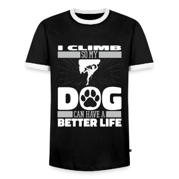 Chien d’escalade - T-shirt contrasté Homme - noir/blanc - Devant - AI Model Female 172 light (172cm) & AI Model Male 178 light (178cm)