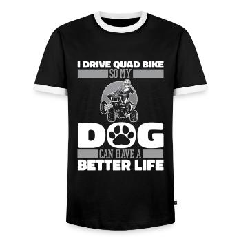 Quad Bike Hund - Männer Kontrast-T-Shirt - Schwarz/Weiß - Vorne - AI Model Female 172 light (172cm) & AI Model Male 178 light (178cm)