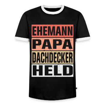 Dachdecker Vater Ehemann Held - Männer Kontrast-T-Shirt - Schwarz/Weiß - Vorne - AI Model Female 172 light (172cm) & AI Model Male 178 light (178cm)