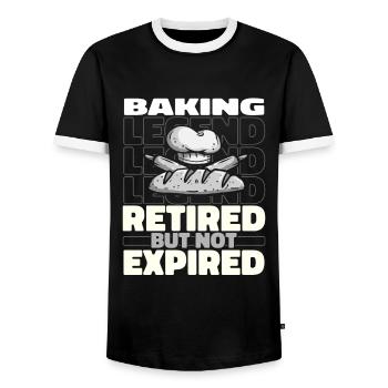 Boulangerie Baker Bakery Retraité - T-shirt contrasté Homme - noir/blanc - Devant - AI Model Female 172 light (172cm) & AI Model Male 178 light (178cm)