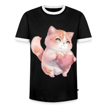Mignon bébé chat maman enfants T-shirt - T-shirt contrasté Homme - noir/blanc - Devant - AI Model Female 172 light (172cm) & AI Model Male 178 light (178cm)