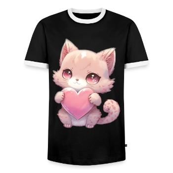 Teddy Bear Cuddly Toy Toy Sleep T-shirt - Men's Ringer Shirt - black/white - Front - AI Model Female 172 light (172cm) & AI Model Male 178 light (178cm)