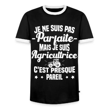 Pas parfaite mais je suis Agricultrice Femme Cool - T-shirt contrasté Homme - noir/blanc - Devant - AI Model Female 172 light (172cm) & AI Model Male 178 light (178cm)
