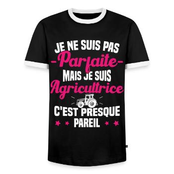 Pas parfaite mais je suis Agricultrice Femme Cool - T-shirt contrasté Homme - noir/blanc - Devant - AI Model Female 172 light (172cm) & AI Model Male 178 light (178cm)