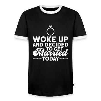 Braut Bräutigam Partneroutfit Spontan Hochzeit - Männer Kontrast-T-Shirt - Schwarz/Weiß - Vorne - AI Model Female 172 light (172cm) & AI Model Male 178 light (178cm)