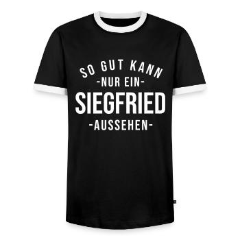 Siegfried Name Spruch Geschenk Vorname Siegfried - Männer Kontrast-T-Shirt - Schwarz/Weiß - Vorne - AI Model Female 172 light (172cm) & AI Model Male 178 light (178cm)