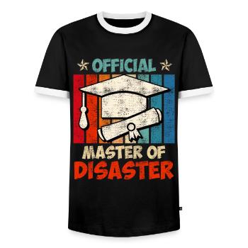 Master officiel de Master en catastrophes - T-shirt contrasté Homme - noir/blanc - Devant - AI Model Female 172 light (172cm) & AI Model Male 178 light (178cm)