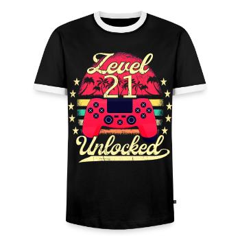 Level 21 Unlocked Männer Gamer Geburtstag Level - Männer Kontrast-T-Shirt - Schwarz/Weiß - Vorne - AI Model Female 172 light (172cm) & AI Model Male 178 light (178cm)