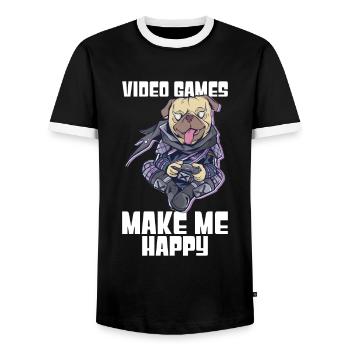 Gaming -Hund - Männer Kontrast-T-Shirt - Schwarz/Weiß - Vorne - AI Model Female 172 light (172cm) & AI Model Male 178 light (178cm)