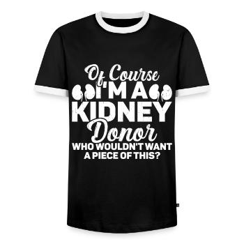 Kidney donor - Men's Ringer Shirt - black/white - Front - AI Model Female 172 light (172cm) & AI Model Male 178 light (178cm)