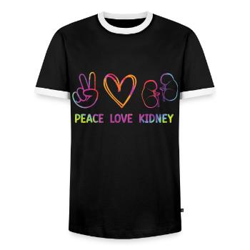 Kidney donor - Men's Ringer Shirt - black/white - Front - AI Model Female 172 light (172cm) & AI Model Male 178 light (178cm)