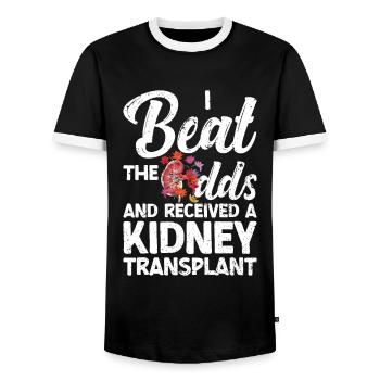 Kidney donor - Men's Ringer Shirt - black/white - Front - AI Model Female 172 light (172cm) & AI Model Male 178 light (178cm)