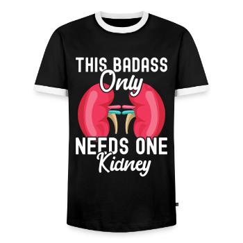 Kidney donor - Men's Ringer Shirt - black/white - Front - AI Model Female 172 light (172cm) & AI Model Male 178 light (178cm)