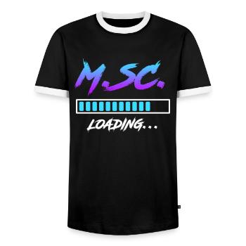 Master s Degree loading Master of Science - Men's Ringer Shirt - black/white - Front - AI Model Female 172 light (172cm) & AI Model Male 178 light (178cm)