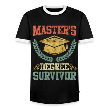 Fertig Masters Degree Survivor Master Abschluss - Männer Kontrast-T-Shirt - Schwarz/Weiß - Vorne - AI Model Female 172 light (172cm) & AI Model Male 178 light (178cm)